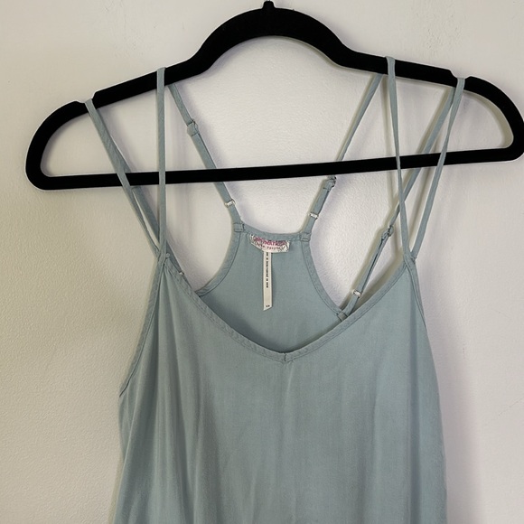 Free People Tattered Up Pool Blue Mini Slip Dress S - Picture 5 of 9